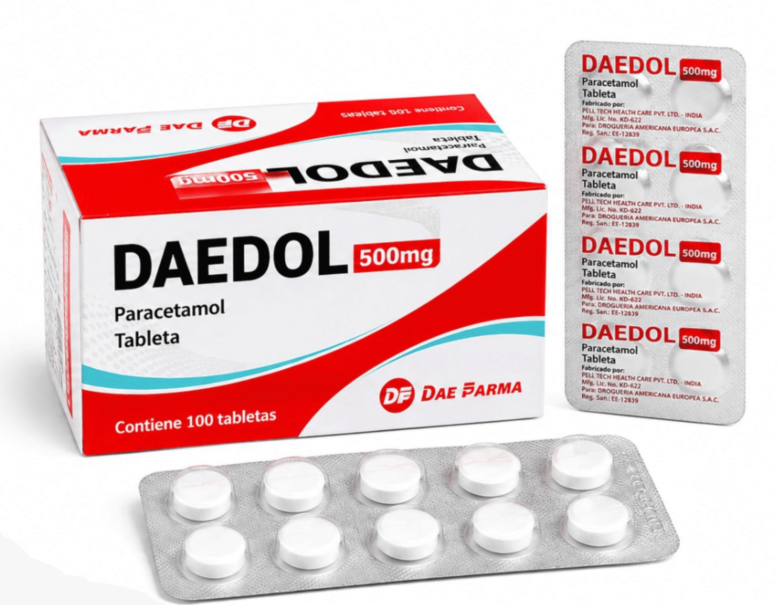 DAEDOL 500 mg tabletas — caja, blíster y tiras