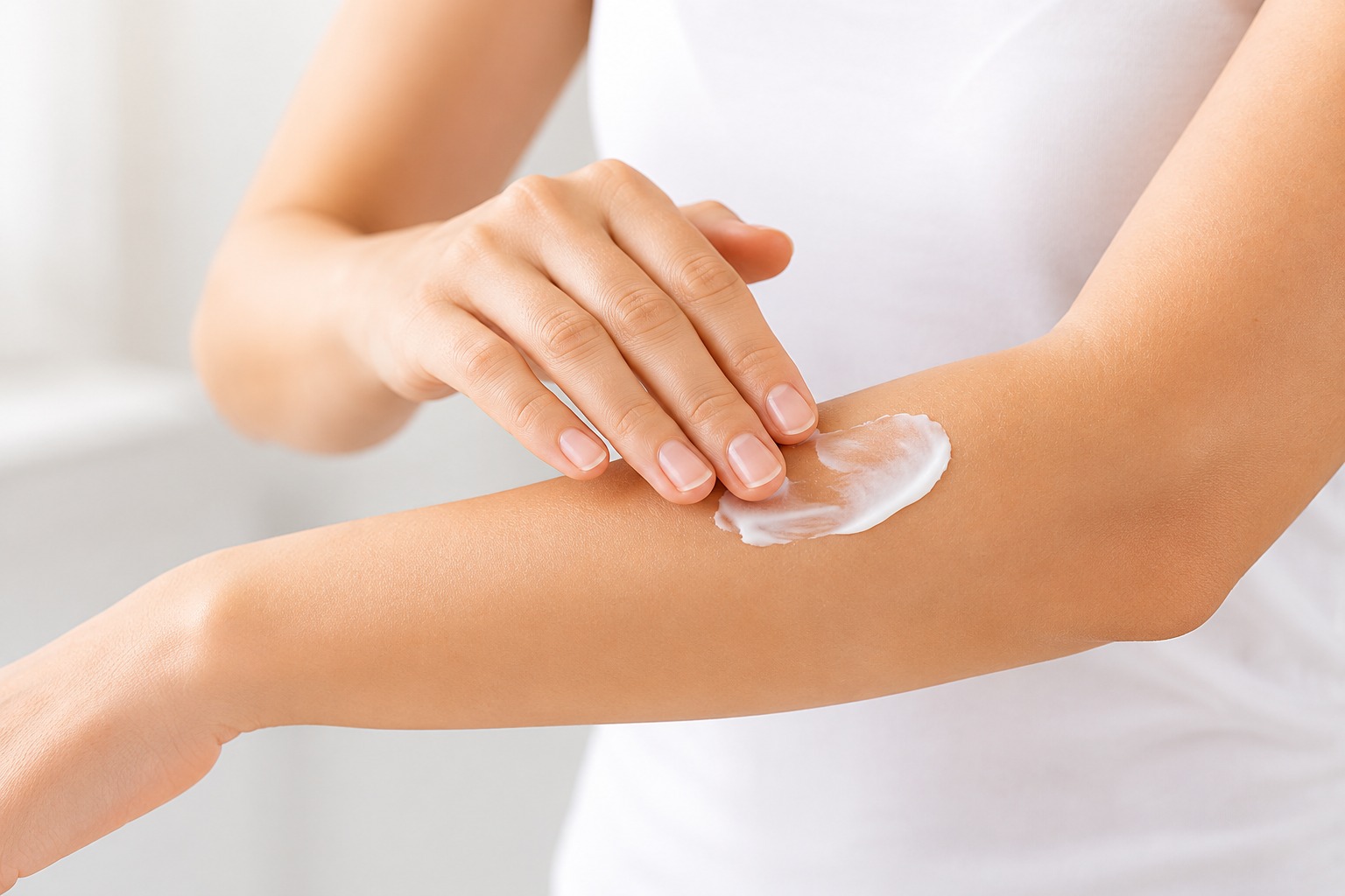 Aplicación de crema en la mano