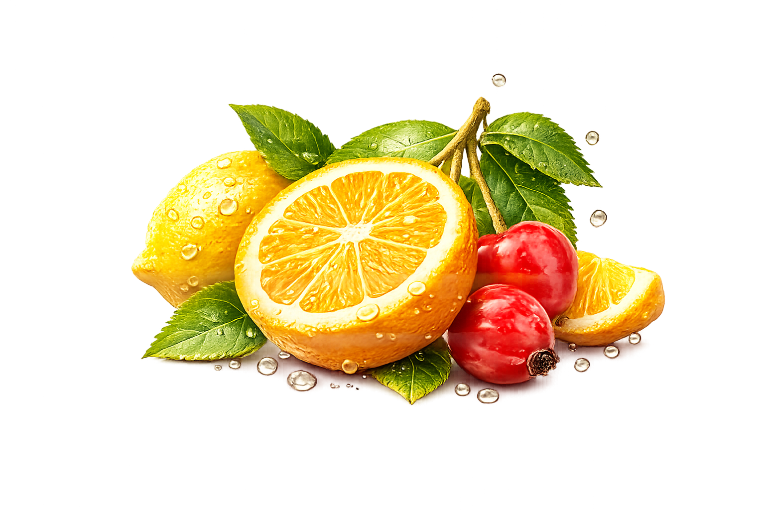 Naranja y limón como representación de vitamina C